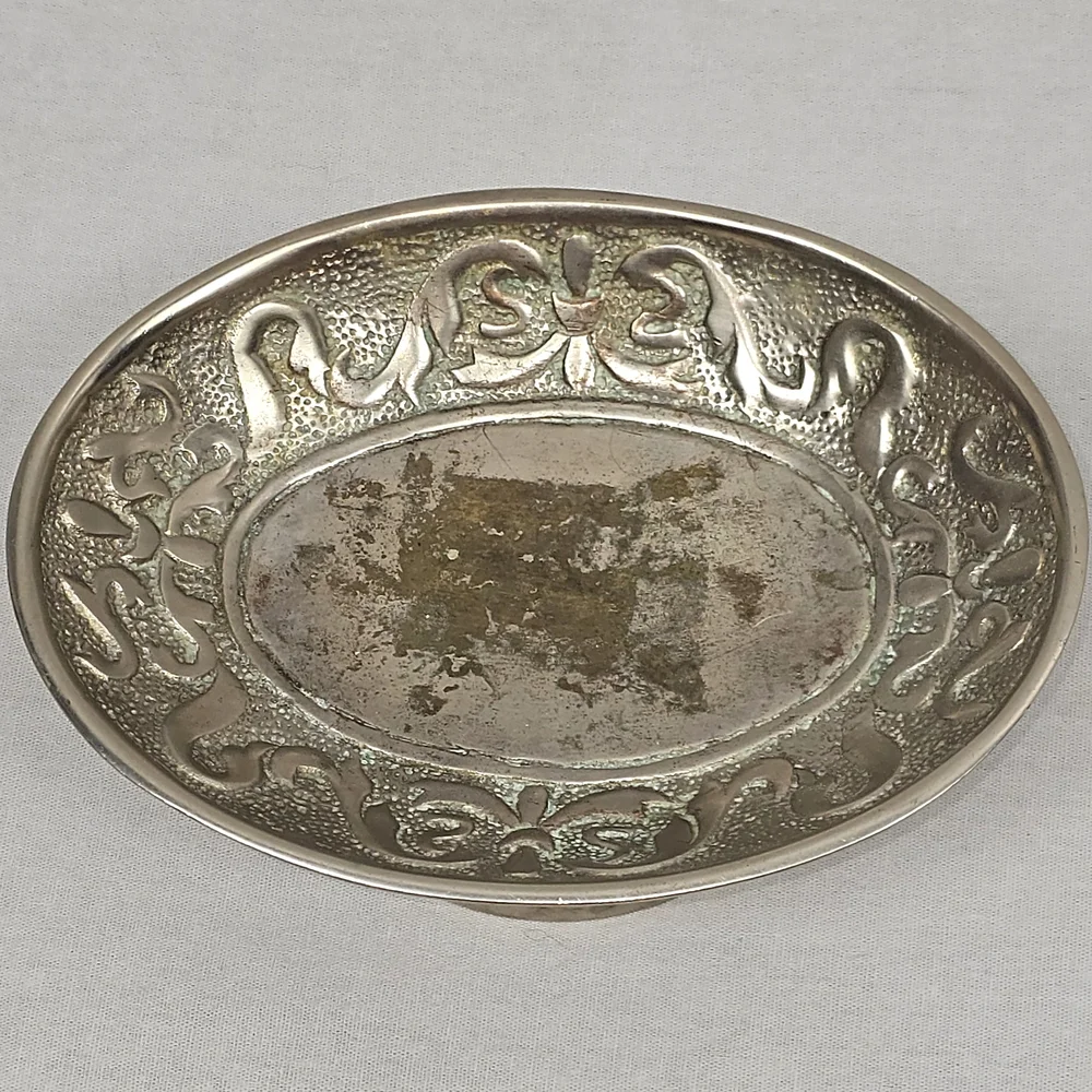 Vintage Croscill Canterbury 51 Silver Footed Soap Dish | Ornate Embossed Border